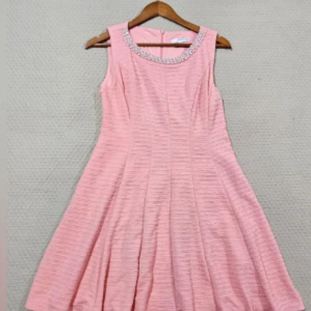 Studio One NY Blush Pink A-Line Coctail Dress with Pearl Accents Size 10P